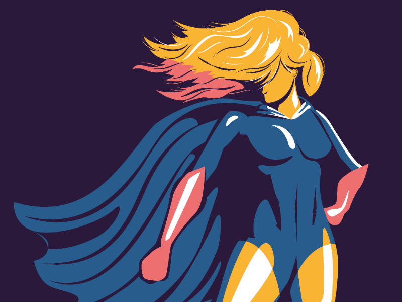 Offer more hero inspiring print poster flat design vector female illustration editorial corporate values superhero super