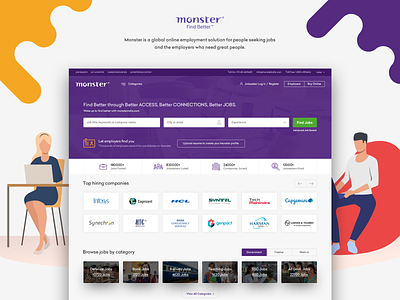 Monster India Homepage career management global talent platform job board job portal job seekers online employment solution user experience design user interface visual design