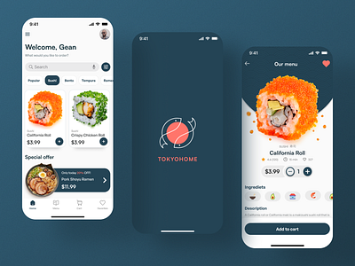 Tokyohome - Japanese Food Delivery App app app design case study delivery app design food delivery food delivery app logo mobile design ui ui design ux ux design