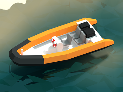 Ranger boat 3d low poly lowpoly model polygons render water