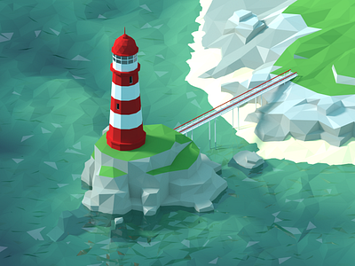 Beacon 3d blender low poly lowpoly model polygons render station water