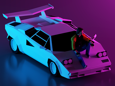 Low poly True Survivor 3d blender car lowpoly model render scene