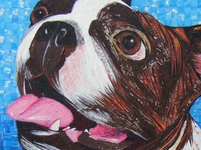 Ollie the Boston Terrier boston terrier dog pop art recycled recycled material snapple upcycled
