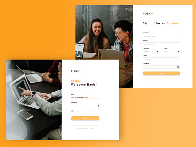 Login and Sign Up Page UI Design Flash