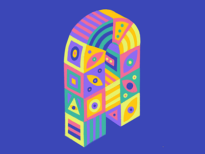 A a abstract bright geometric isometric letter lettering procreate