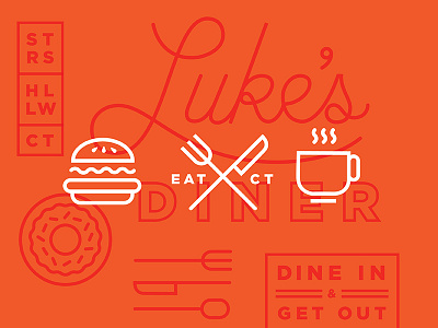 Fictitious Brands 01 coffee food icons illustration lettering modern orange restaurant type