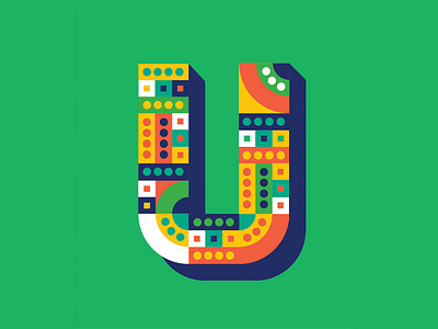 36 Days III 36 days of type abstract drop cap green hand lettering illustration letter lettering type u vector