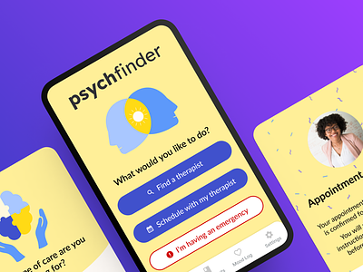 Psychfinder - a Mental Health App healthcare mental health product design ui ux