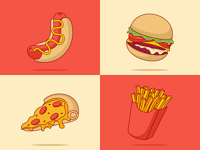 Fast Food cartoon cute design fast food food icon illustration logo restaurant vector