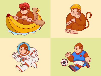 Monkey Doing Activity cartoon cute design icon illustration logo monkey vector