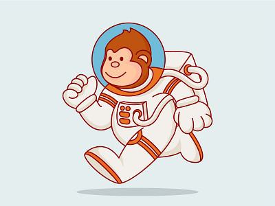 Monkey Astronaut astronaut cartoon cosmonaut cute design icon illustration logo monkey primata vector