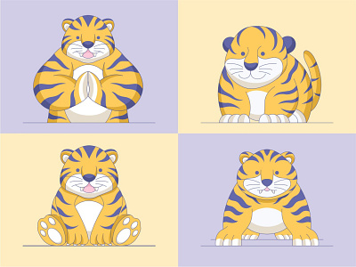 Cute TIGER Vector cartoon character cute flat design illustrtion logo mascot tiger vector