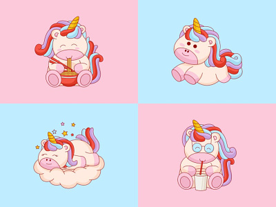 Cute Unicorn animals cartoon cute design flat design icon illustration logo unico unicorn vector