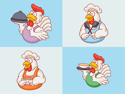 Chicken Chef branding cartoon chef chicken cute design graphic design icon illustration logo mascot logo vector
