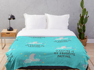 SLEEPING IS MY FAVORITE PASTIME. Throw Blanket beautiful cute design funny illustration sleep band sleeping favorite