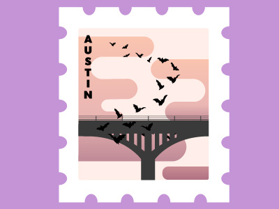Austin Stamp atx austin bats congressbridge gradient stamp
