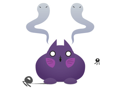 Fat Cat With Floaties cat cute cyclops ghostcat ghosts gradient monsters