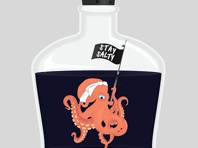 Stay Salty bottle cephalopod graphic graphic design harpoon illustration layers lettering octopus suction tentacle tentacles texture texture brushes typography