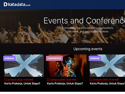 Events website for Katadata editorial design event information architecture minimal typogaphy ui ux website