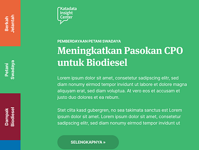 Landing page for a Indonesia biodiesel reviews series articles design editorial design information architecture minimal typography ui ux