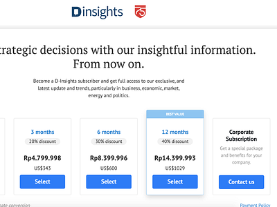 D-Insights pricing page design editorial design information architecture minimal typography ui ux