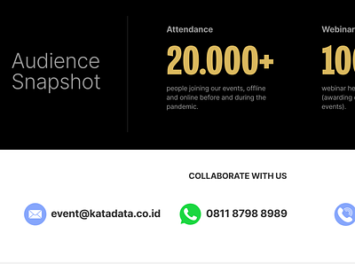 Audience Snapshot section, event website for Katadata design editorial design information architecture minimal typography ui