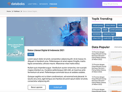 Publication page for Databoks design editorial design information architecture minimal typography ui