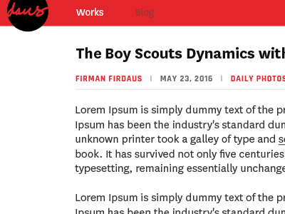 Blog section for FF2016 grid handwriting minimal minimalism nitti grotesk red solid color typography