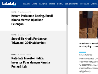 Layout, typography, colour experiment for Katadata editorial editorial design information architecture news news design website design