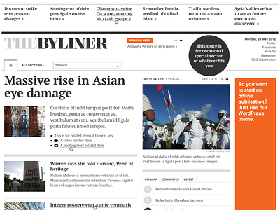 The Byliner editorial design information architecture news newspaper typography ui wordpress