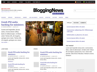 Bloggingnews 2 branding editorial design information architecture news newspaper typography wordpress