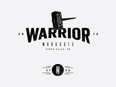 Warrior Workouts badge crossfit dudes fitness logo warrior workout