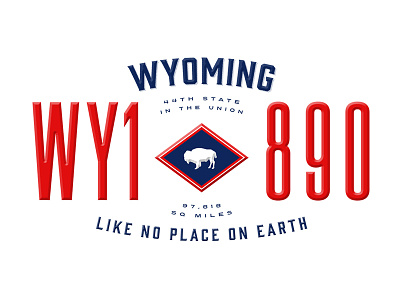 State Plate bison blue buffalo flag licence red state plates projects states typography white wyoming