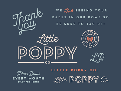 Little Poppy Co. Branding babies bows branding cute kids logo script typography