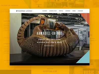 404 Error 404 agency armadillo color error texas typography ui ux website