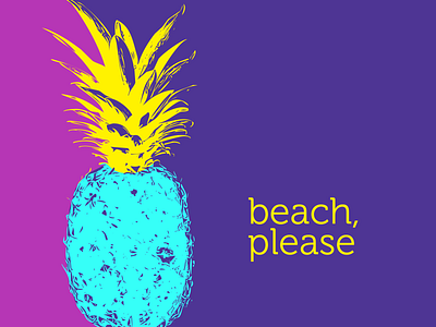 beach, please colorful fruit illustration modern pineapple