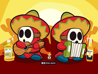 Shu Guys Mexicanos cartoon design digital art fanart illustration logo love nintendo retro vector videogame