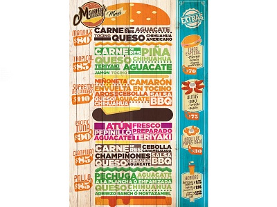 Menú para Manny's Burger desing hamburger hamburguesa illustration menu retro