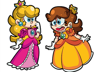 Las Princesas daisy fanart illustration nintendo peach retro