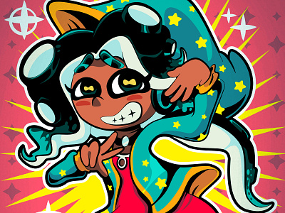 Lupe Chan X Marina (Splatoon 2) classic crossover design desing digital art fanart guadalupe illustration ilustracion lupe chan marina nintendo nostalgia retro smash bros super mario vector virgen maria