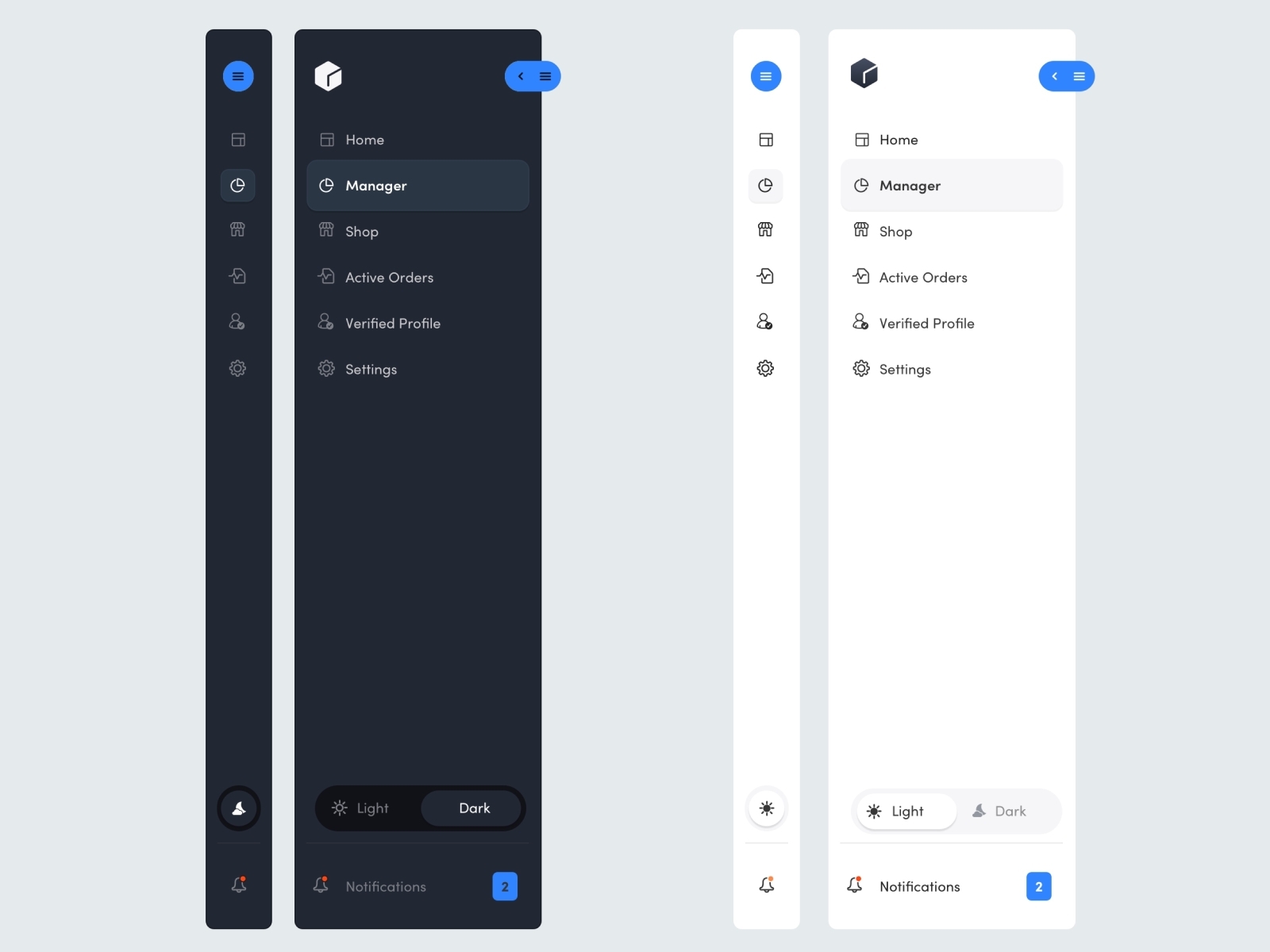 Dark v Light Menus by Andrew Simons on Dribbble