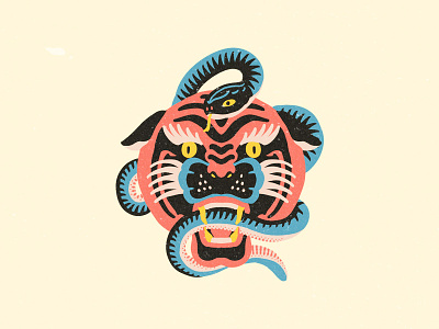 Tiger and Snake design flash icon illustration logo snake tattoo tiger