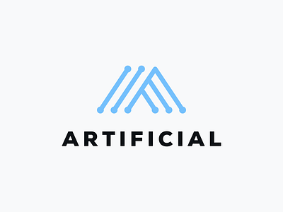 Artificial logo a ai artificial blue brand branding circuit color data design identity letter a logo mark modern network software symbol tech technology