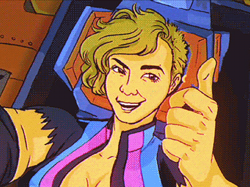 Elyse Approves 80s animation cel illustration thumbs up