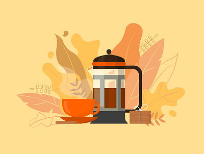 Autumn tea adobe illustrator graphic design illustration vector