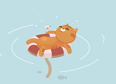 Cat in the pool adobe illustrator graphic design illustration vector