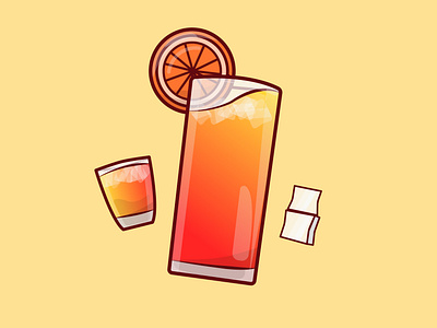 Orange ice cocktail illustration