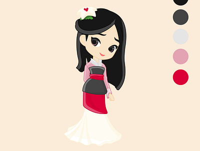 Cartoon illustration of a cute japanese style girl adobe illustrator design graphic design illustration vector
