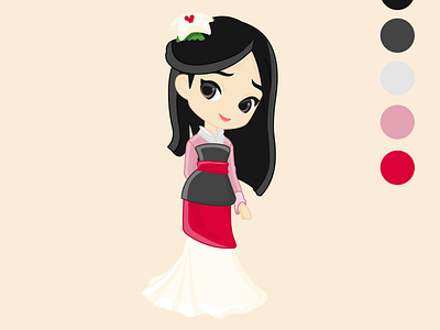 Cartoon illustration of a cute japanese style girl