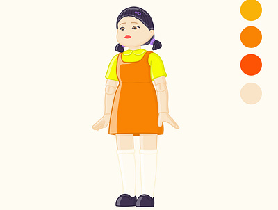 A doll in a bright dress from the TV series Squid Game adobe illustrator design graphic design illustration vector